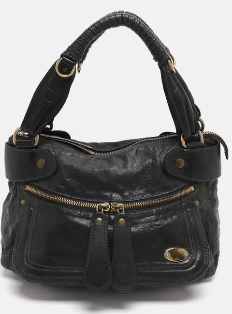 Chloe Bay Large Black Leather Hobo