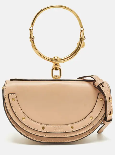 Chloe Nile Bracelet Small Beige Leather Minaudiere Bag