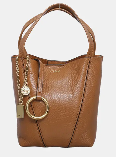 Chloe Spin Small Brown Calf Leather Tote Bag
