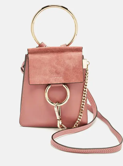 Chlo&eacute; Faye Old Rose Mini Leather and Suede Crossbody Bag