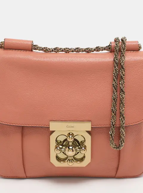 Chlo&eacute; Elsie Small Peach Leather Shoulder Bag