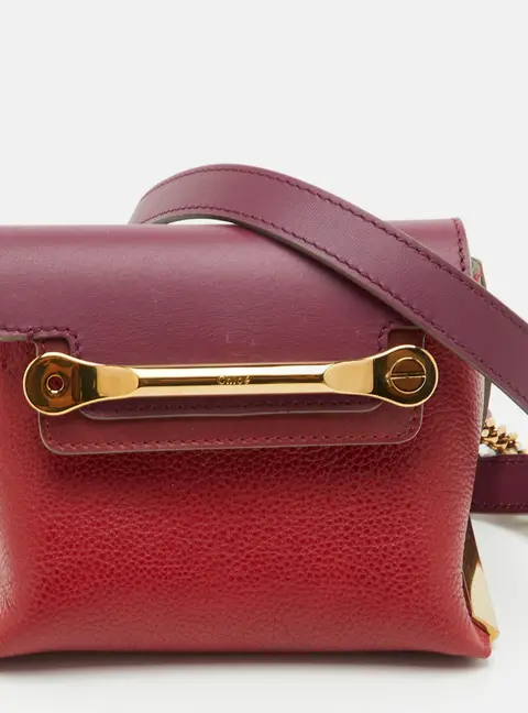 Chloe Clare Mini Red/Violet Leather Crossbody Bag