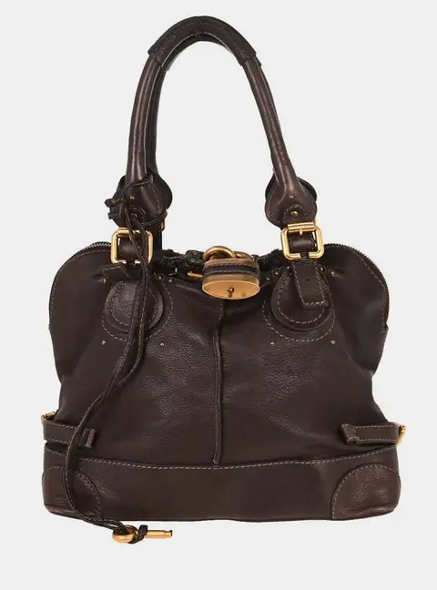Chloe Paddington Dome Brown Leather Top Handle Bag