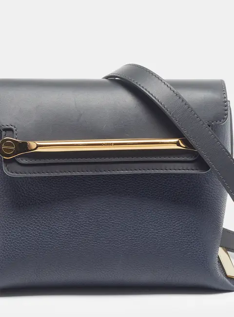 Chlo&eacute; Clare Small Blue Leather Shoulder Bag