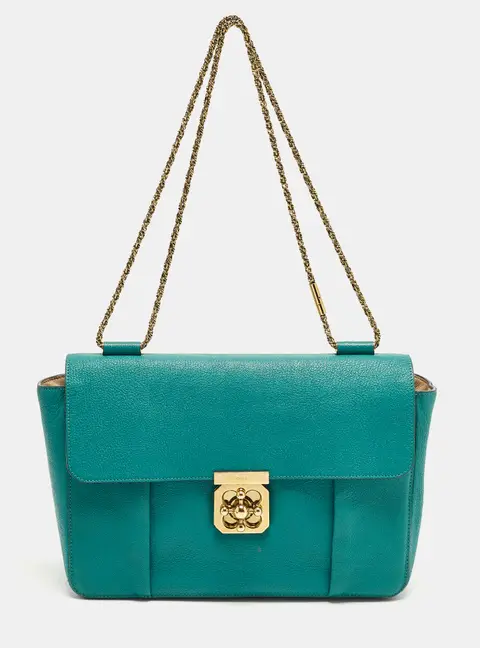 Chloe Elsie Large Teal Green Leather Shoulder Bag