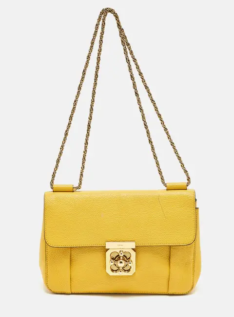 Chloe Yellow Leather Medium Elsie Shoulder Bag