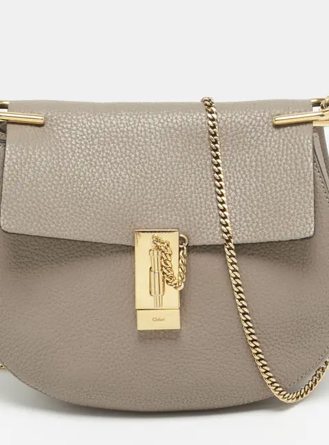 Chloe Drew Medium Grey Leather Shoulder Bag