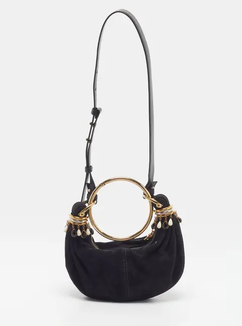 Chloe Bracelet Mini Black Suede Hobo