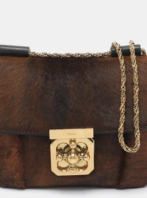 Chloe Elsie Small Brown Calf Hair Shoulder Bag