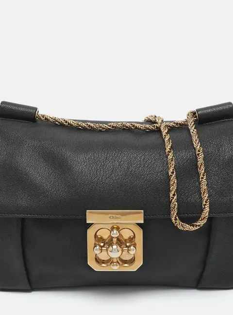Chloe Elsie Medium Black Leather Shoulder Bag