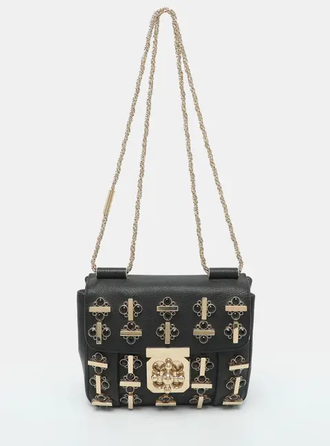 Chlo&eacute; Elsie Small Black Leather Shoulder Bag