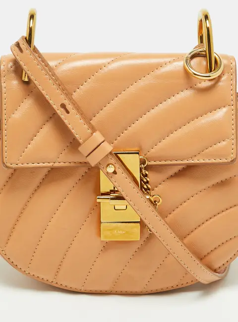 Chloe Drew Bijou Mini Peach Leather Shoulder Bag