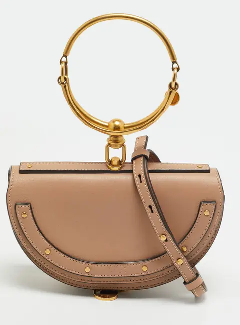 Chlo&eacute; Nile Bracelet Small Beige Leather Minaudiere Bag