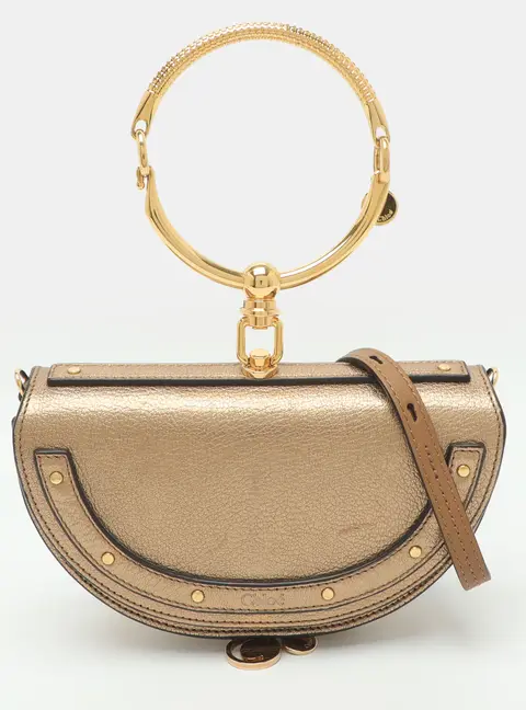 Chloe Nile Bracelet Small Gold Leather Minaudiere Bag