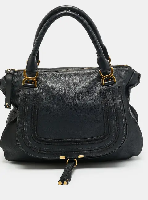 Chloe Marcie Large Black Leather Shoulder Bag