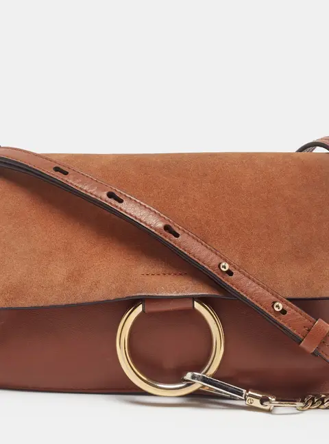 Chloe Faye Small  Brown Leather and Suede Shoulder Bag