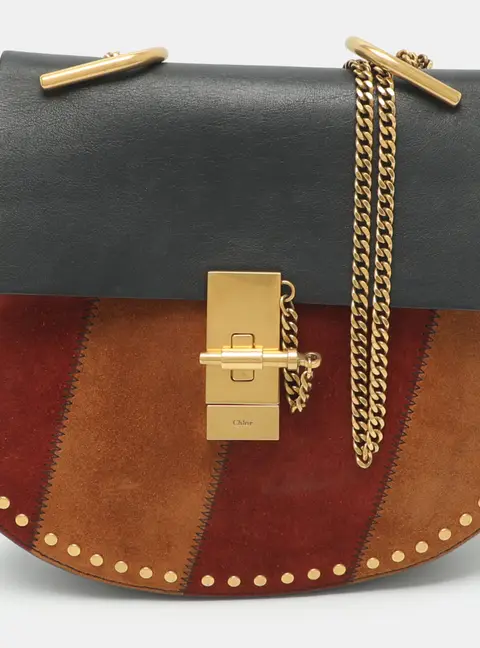Chloe Drew Patchwork Medium Multicolor Leather and Suede Shoulder Bag