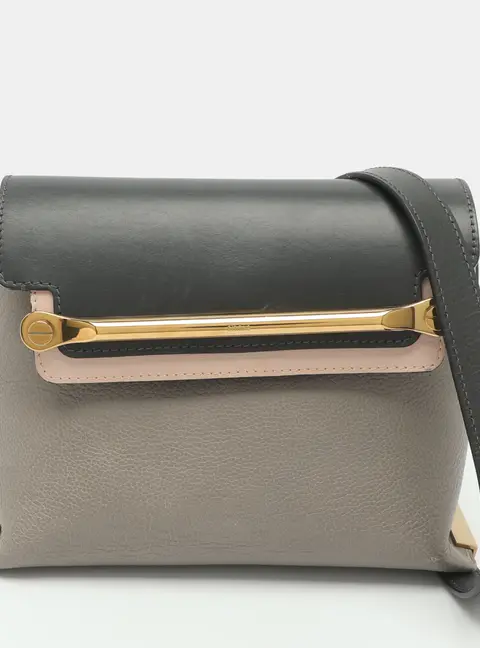 Chloe Clare Small Grey/Black Leather Shoulder Bag