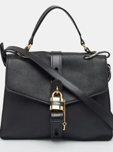 Chloe Aby Day Large Black Leather Top Handle Bag
