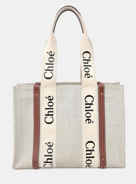 Chloe Cream Fabric Woody Bag Medium