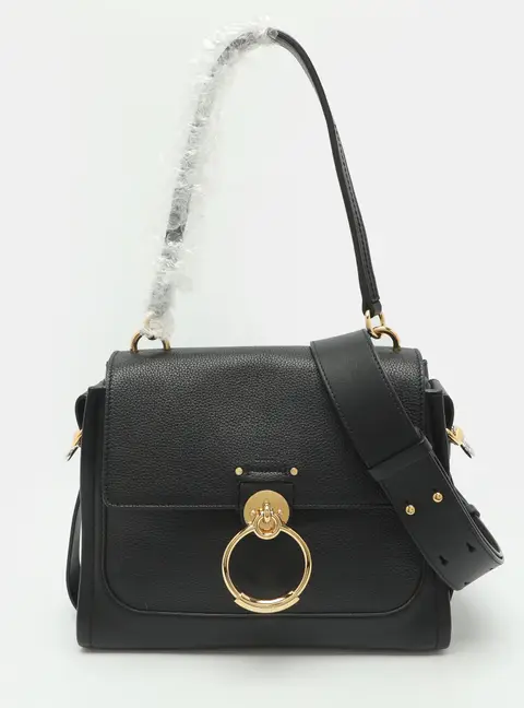 Chloe Tess Day Small Black Leather Top Handle Bag