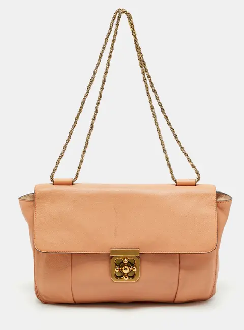 Chlo&eacute; Elsie Large Peach Leather Shoulder Bag