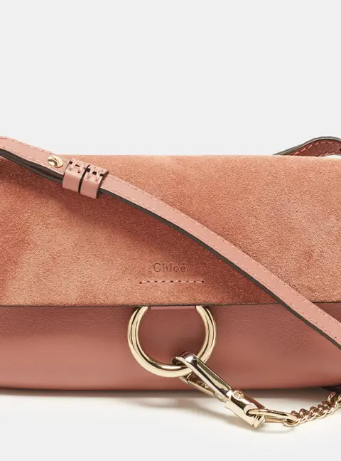 Chloe Faye Old Rose Leather and Suede Crossbody Bag