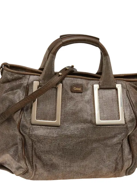 Chloe Beige Shimmering Suede Medium Ethel Satchel