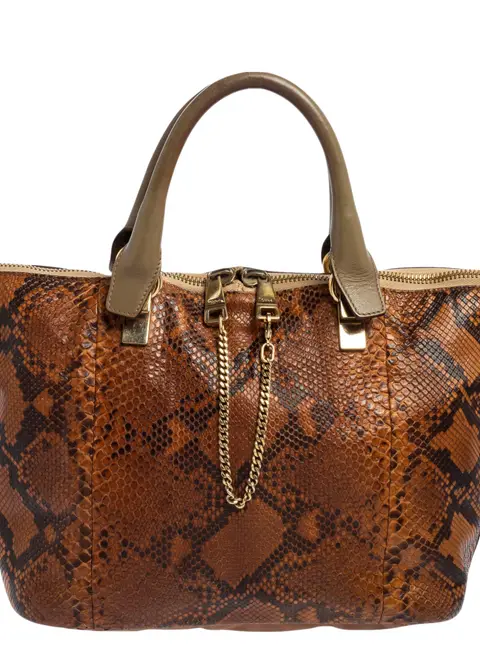 Chloe Brown Python and Leather Baylee Tote