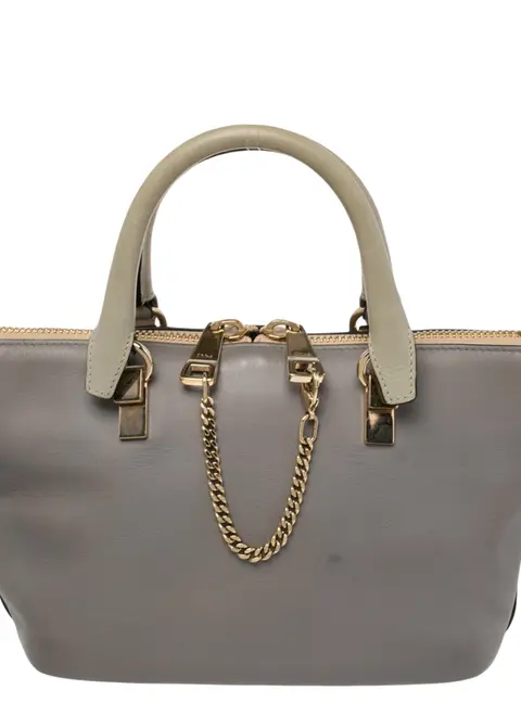 Chloe Grey/Beige Leather Small Baylee Tote