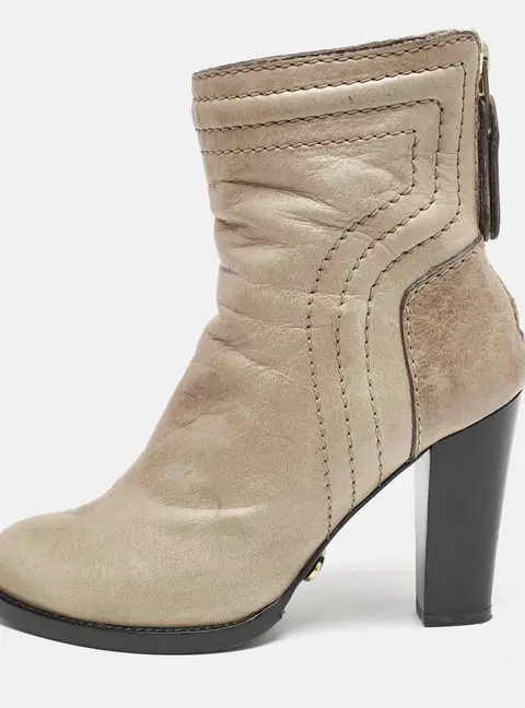 Chloe Size 36.5 Beige Leather Ankle Length Boots