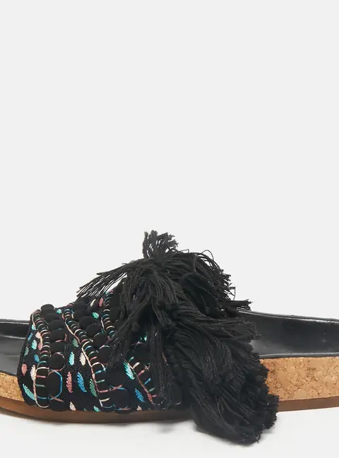 Chloe Multicolor Crochet Wavy Flat Sandals Size 37