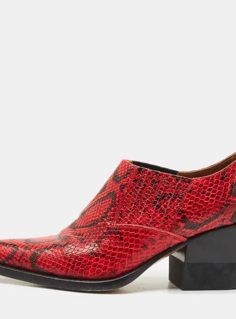 Chloe Red/Black Snakeskin Embossed Leather Rylee Booties Size 36