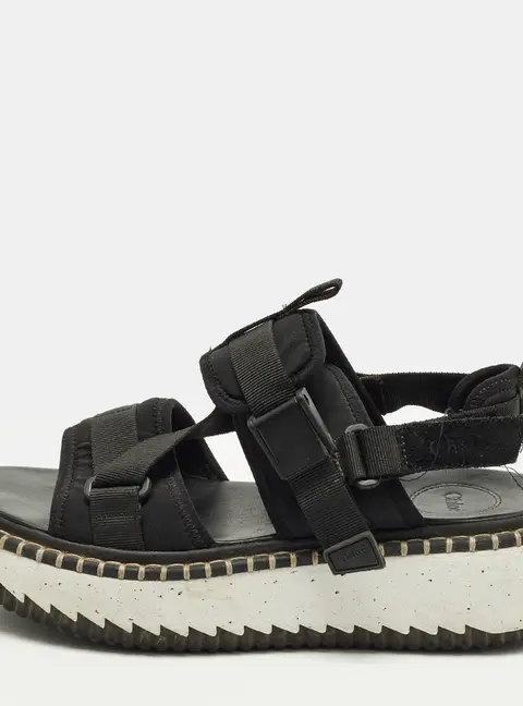 Chloe Lilli Size 39 Black Fabric and Nylon Platform Sandals