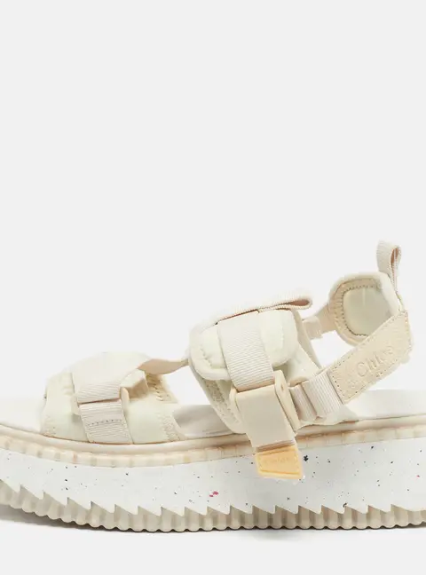 Chloe Lilli Size 39 White Fabric Platform Slingback Sandals