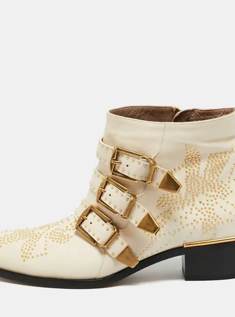Chlo&eacute; Susanna Size 39.5 Cream Leather Ankle Length Boots