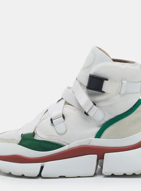 Chloe Sonnie Size 37 Multicolor Canvas and Suede High Top Sneakers