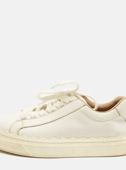 Chloe Lauren Size 38 White Leather Lace Up Sneakers