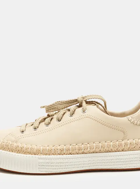 Chlo&eacute; Telma Size 37 Cream Leather Lace Up Sneakers