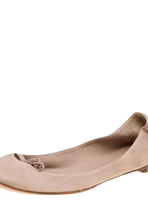 Chloe Beige Suede Embellished Bow Ballet Flats Size 36