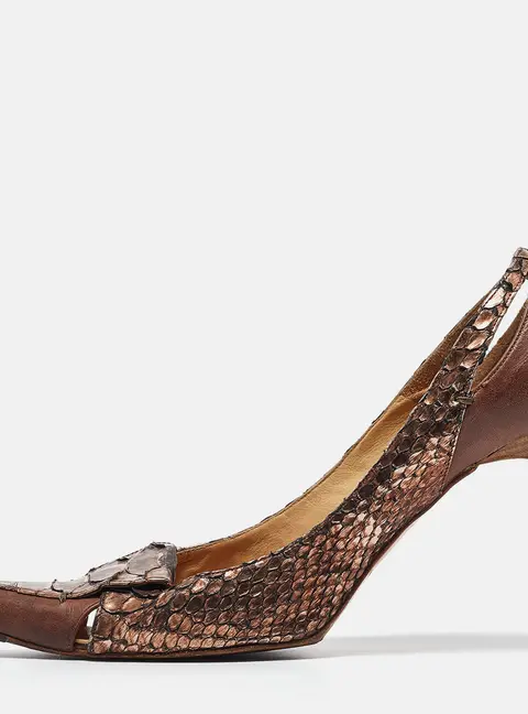 Chloe Metallic Python Leather Pointed Toe Pumps Size 40