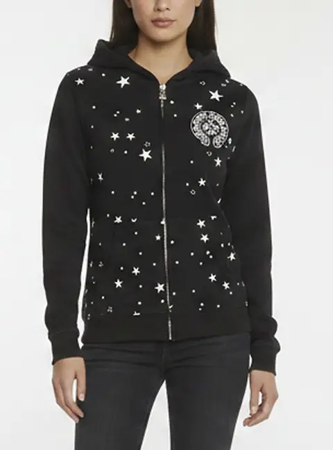 Chrome Hearts Black Logo Star Print Cotton Knit Zip-Up Hoodie S