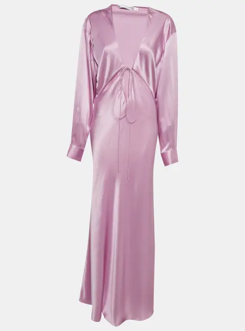 Christopher Esber Purple Satin Triquetra Cut out Maxi Dress L