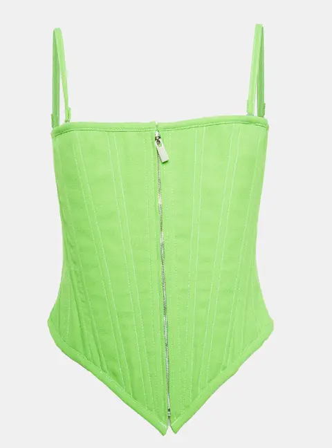 Christopher John Rogers Green Wool Sleeveless Crop Top S