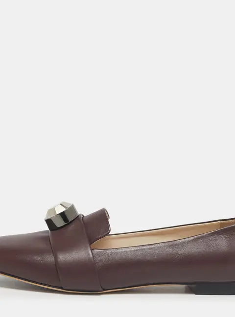Christopher Kane Burgundy Leather Crystal Bow Embellished Loafers Size 41