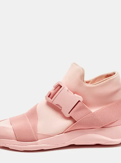 Christopher Kane Pink Leather and Neoprene Safety Buckle Sneakers Size 40