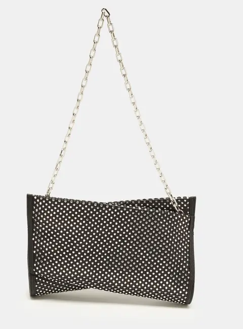 Christian Louboutin Loubitwist Strass Black Leather Clutch