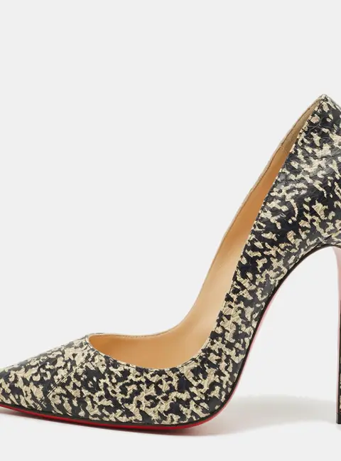 Christian Louboutin Lock So Kate Size 41 Beige/Black Snakeskin Embossed Leather Pumps