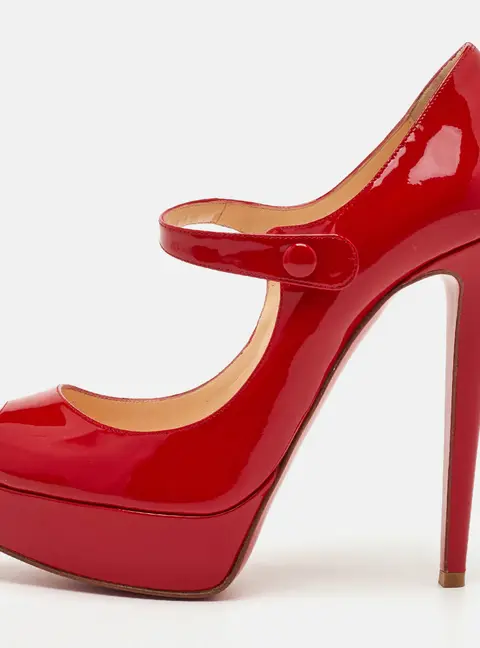 Christian Louboutin Zeppa Size 39.5 Red Patent Leather Mary Jane Platform Pumps