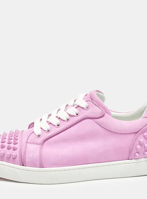 Christian Louboutin Vieira Spike Size 37.5 Purple Suede Low Top Sneakers